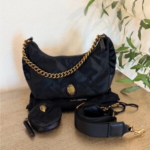 Kurt Geiger Black Quilted Shoulder Bag with Gold Chain Accent